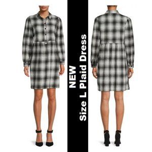 NEW SIZE LARGE BEACHLUNCHLOUNG BABYDOLL PLAID DRESS WOMEN'S L Size  New
